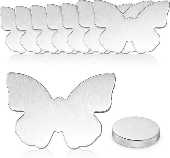 Magnetiska dukvikter, set om 8 tunga fjärilsklämmor i rostfritt stål för inomhus- och utomhusfester, bröllop, silver