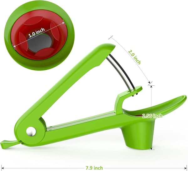 Cherry Pitter - Stainless Steel - Manual - Kitchen Utensil - Ergonomic Design - User-Friendly - Time-Saving - Lockable - Green