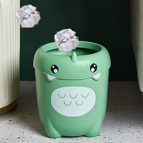 Cartoon Trash Can Dinosaur Waste Bin Plastic Dustbin Waterproof Garbage Can