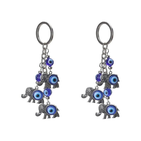 3 stk Bilnøglering Elefantnøglering Blå Øje Taske Nøglekæde Legering Nøglering (12X3CM, 2 stk) IC
