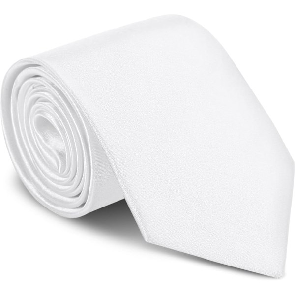 Miesten solmiot Klassinen yksivärinen satiininauha miehille Premium yksivärinen solmio miehille Muodolliset mustat solmiot miehille Liiketoiminta Hääjuhlat Työsolmio 8cm White-Satin