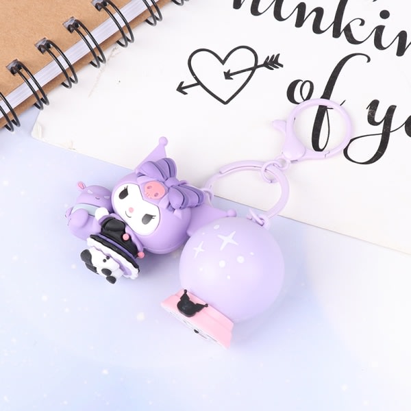 Kuromi Magic Ball -piirretty avaimenperä LED-valoisa PVC-avaimenperä