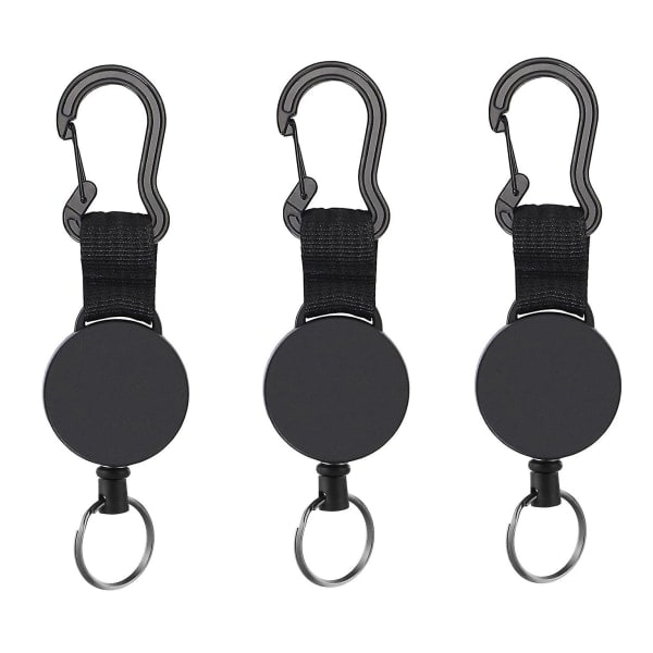 Infällbar nyckelring svart elastisk pull-indragbar nyckel IC