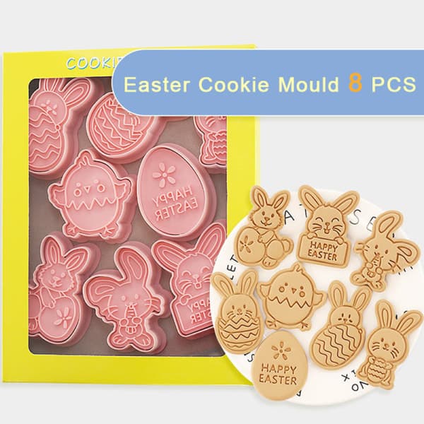 IC 8 stk/sett påskekakeform Egg Biscuit Form 3D Cartoon Bunny M