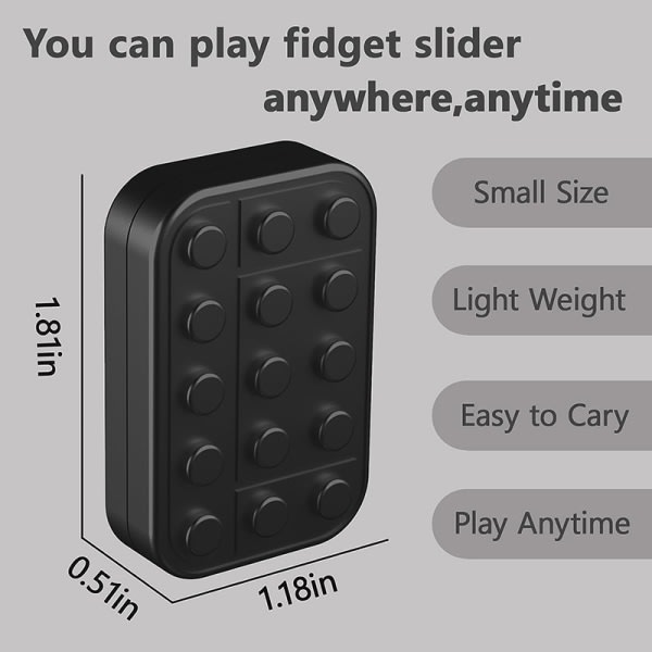 IC Metal Fidget Slider Magnetisk Haptic Slider EDC Brick Blocks Fid Svart
