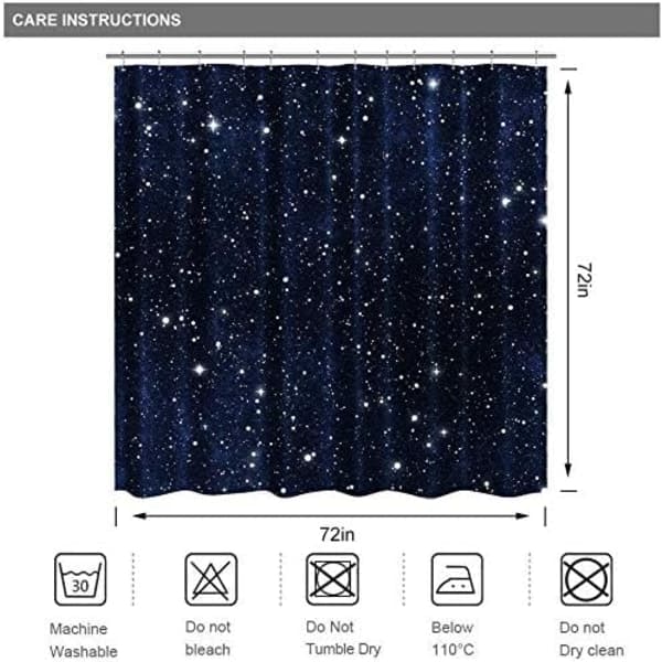 IC Stars Rymdduschdraperi Mörkblå Kosmisk Stjärnhimmel