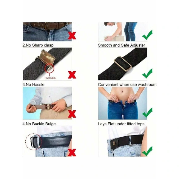 Mode Street Style Elastisk Strækbælte - Justerbart Blomsterbælte til Jeans & Hverdagsbrug (Gavert) Sort Black