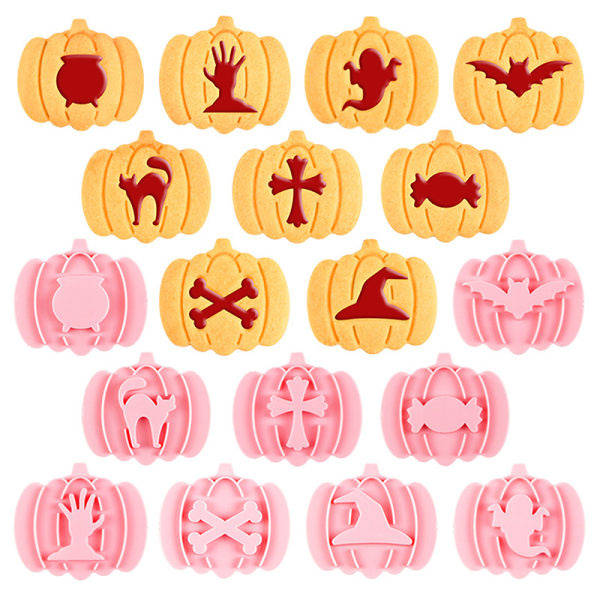 IC 9 st Halloween Cookie-formar Set Pumpa Pressbar Cookie-stämpel B