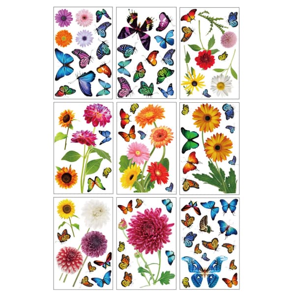 IC Simulering liten blomst sommerfugl elektrostatiske vindusklistremerker