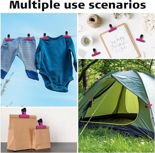 20 stykker - Madposeklemmer - forseglingsklemme - robuste madposeklemmer af plast - med stærk lukning - til opbevaring af mad - 7,7*6,5 cm - pink