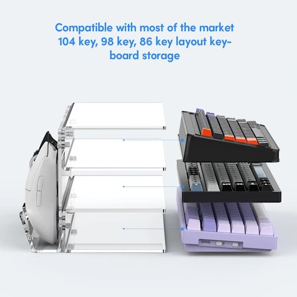 Elegant Acrylic Keyboard Mouse Shelf 3-Tier Keyboard Storage Rack Holder