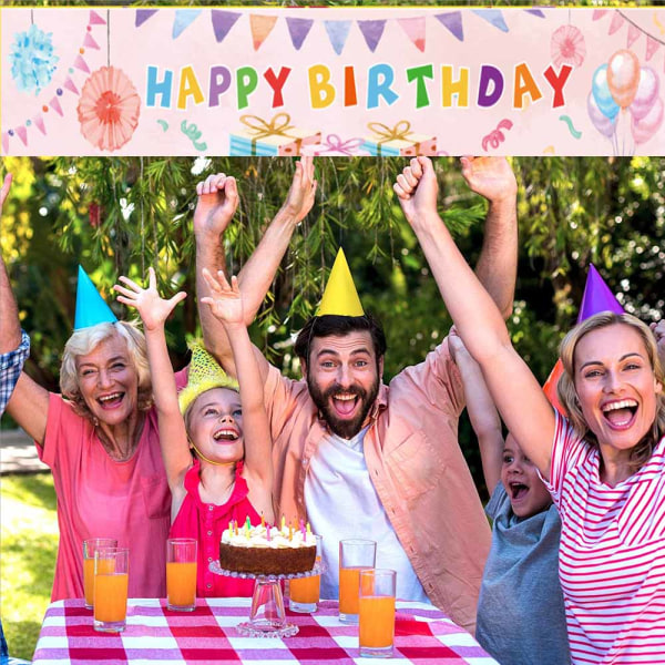 Grattis på födelsedagen Gräsmatta Banner Färgglad Utomhus Dekoration Födelsedagsmönster 7