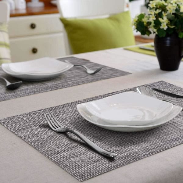 IC Bordstablett set 6,12,6 tum, rund bordstablett bordstablett polypropenplast Tvättbart för kök, matbord, fester, bröllop, beige gul