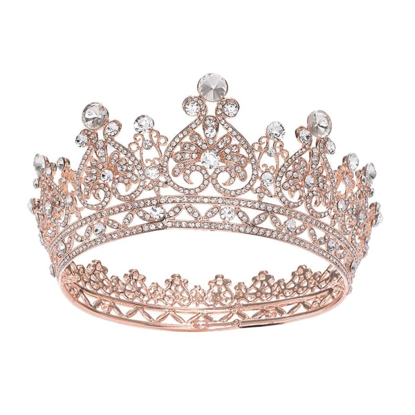 IC Rose Gold Crown Cake Topper Rhinestone Princess Tiara for kvinder
