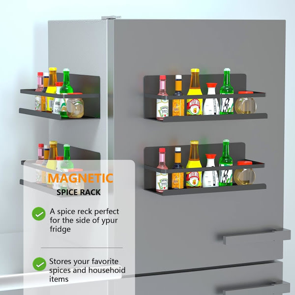 IC Magnetisk kryddhylla för kylskåp - 2 kryddhyllor Magnetisk kökshylla, utan borrning Kökshyllor Idealisk för kylskåp och metallytor