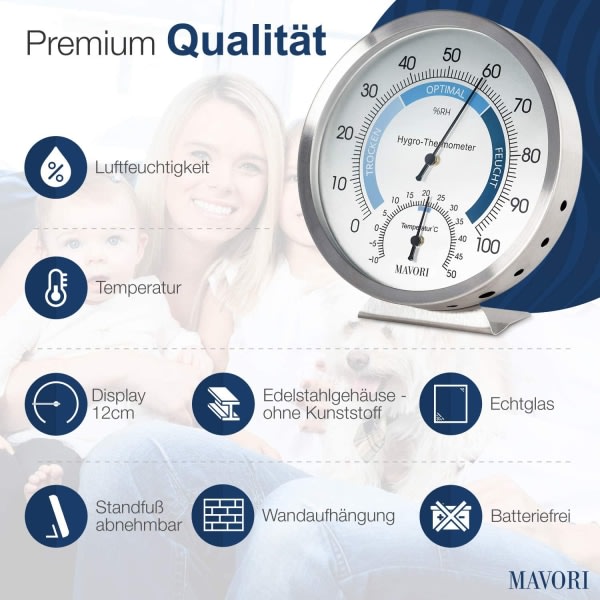 IC Hygrometer Analoginen inomhustermometer - högkvalitativt rostfritt