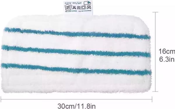 5-pak mikrofiber dampmoppepuder, kompatible med Black+Decker damprensere, til gulvrengøring, hvid og blå, 30 x 16 cm