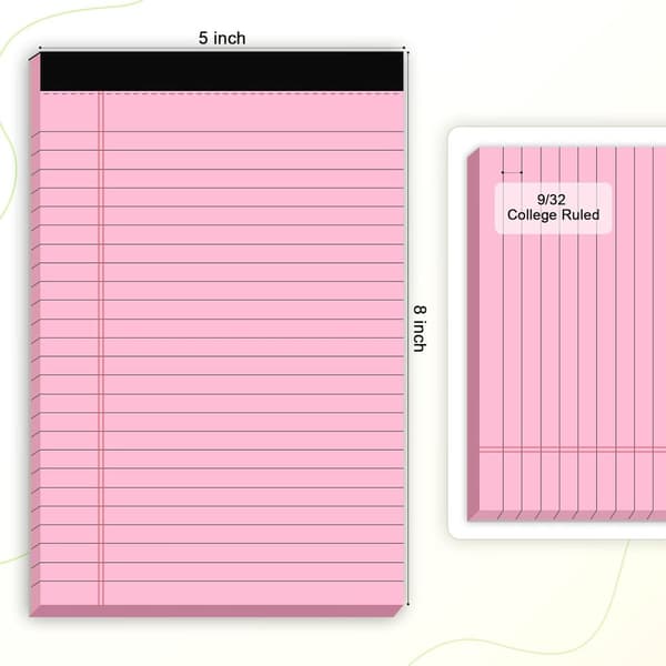 Linjerede notesblokke, glat blødfrit papir, 30 ark hver, til skole, kontor og hjem, 6 assorterede farver, 5 x 8 tommer