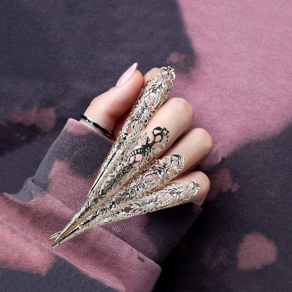 10-pak finger spik spids klo ringe, gammel dronning kostume finger