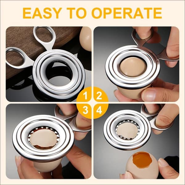 eggtoppskjærer - rustfritt - stål - Eggeskallskjærer - eggholder - Eggseparator - Kutter - raskt - tidsbesparende - gourmeteggeskjæring