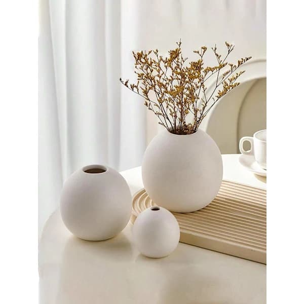Rund Vas Prydnad Ins Nordisk Rund Vas Modern Enkel Rund Vas Vit S White S