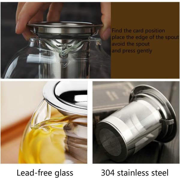 IC Tekande af glas med teinfusionsanordning i rustfrit stål og låg, 950ML/33oz