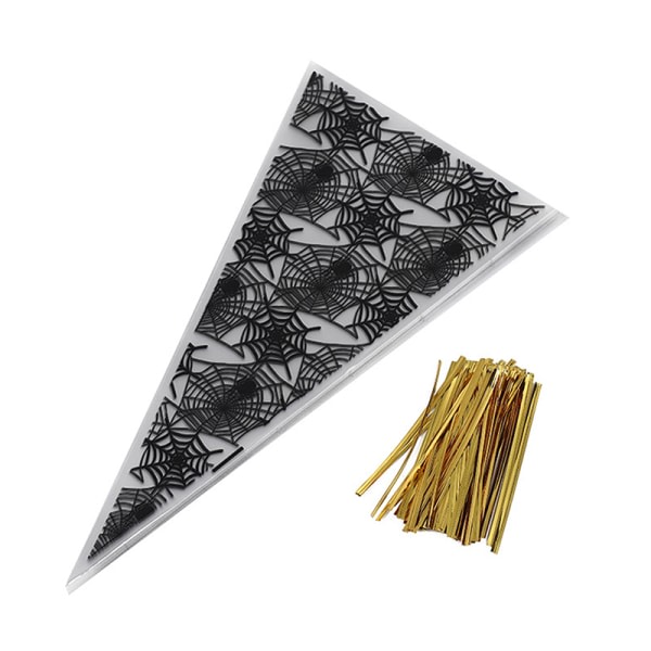 IC 100 stk Halloween Godteri Kjegleposer Gresskar Edderkopp Flaggermus Pakke C A3