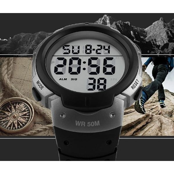 IC Digital Herrklocka Vattentät LED-Bakgrundsbelysning Armbandsur