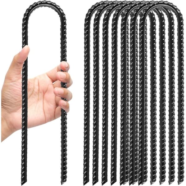 Delar Galvaniserat stål 30 cm Tältpinnar - Kraftiga U-formade Tält-/Markpinnar med Krokar, för Camping, Gunga, Markiser, Trampolin