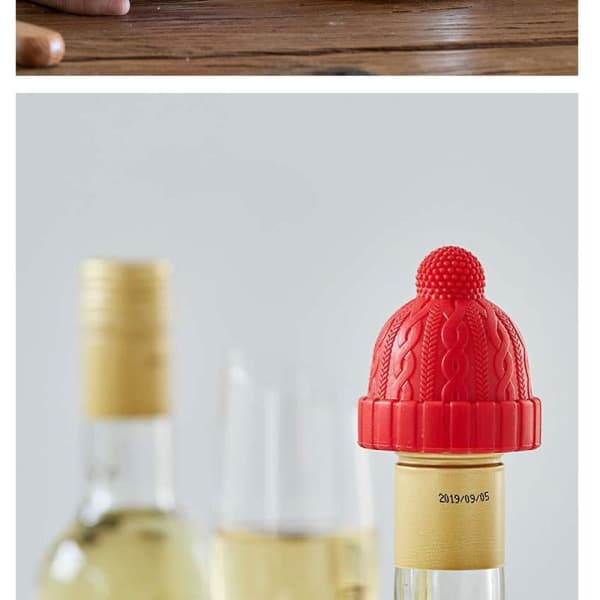 Silikoninen pullokorkki Beanie Cap - Koristeellinen pullokorkki, korkin vaihto viinille