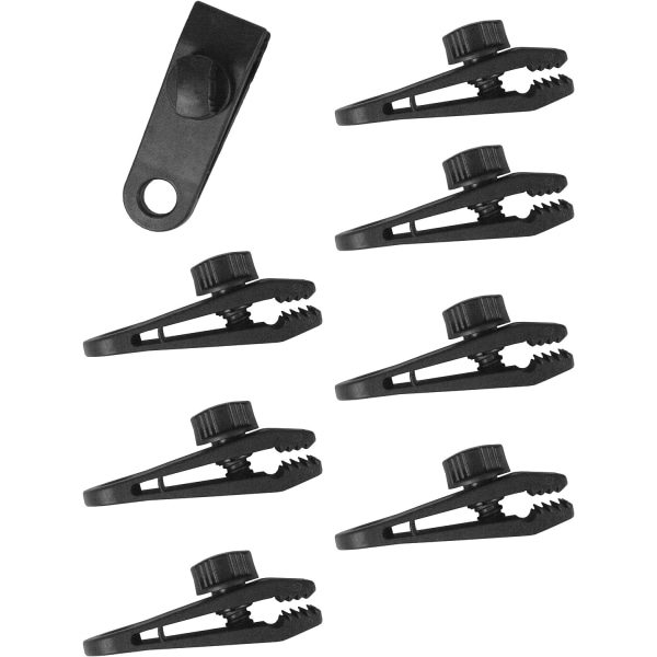 IC Fästklämma Stödspännare för Tarptält Tarpduk Set med 8 delar, svart, 0,83 x 26 x 28 cm, 07010