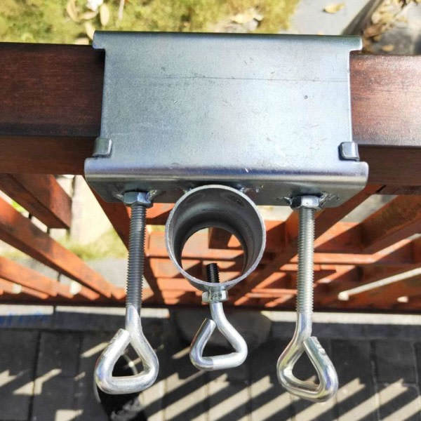 Paraplyklämma i rostfritt stål | Fäst på räcke, staket, läktare, 1,5\" justerbart stånghål, Clip Wide Max 2\"