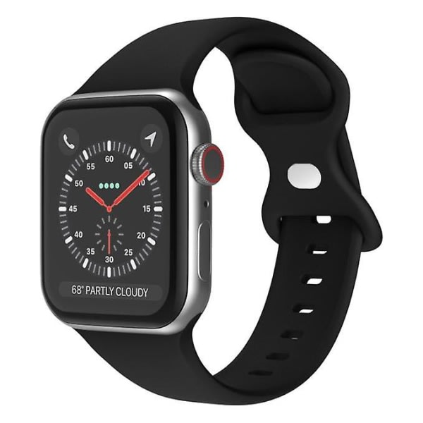 Apple Watch Band All Series, mjuk silikon sportrem svart 38mm 40mm 41mm
