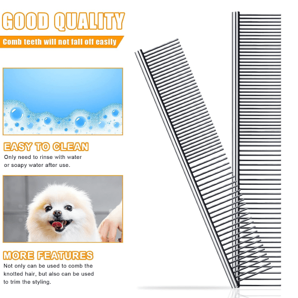 IC NOE 2 dele rustfrit stål kæm til kæledyr Pet Grooming Com