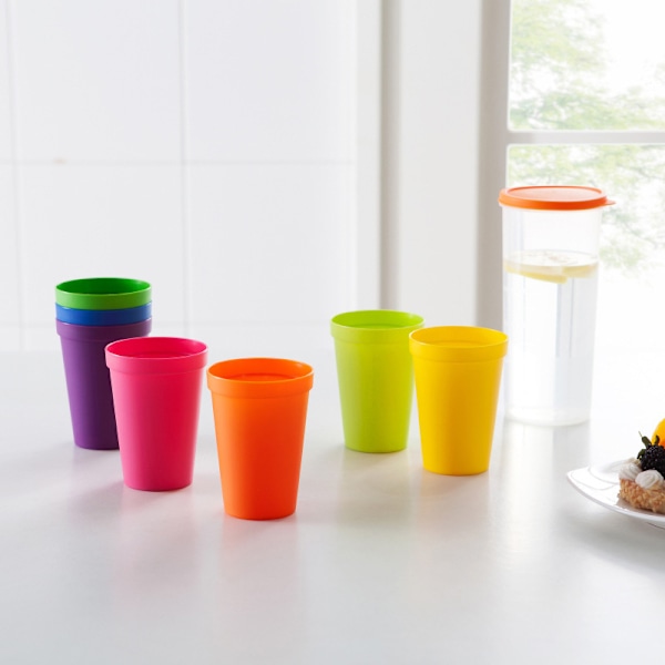 8 stk plastkopper Gjenbrukbare kopper, 601-700 ml drikkekopper fargerike