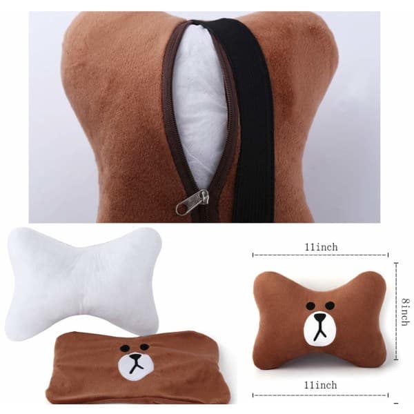IC NOE 2-pack Cartoon Bil Nackkudde (Brun)