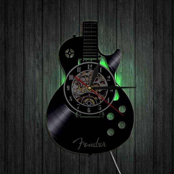 IC Gitarr Vinyl Väggklocka Presenter För Semester, 12 Svart Musik Väggklocka