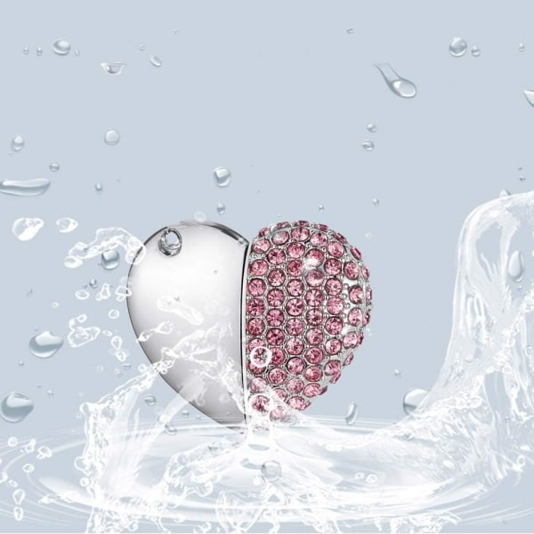IC Hjerteformet USB-stick (8 GB rosa diamant hjerte)