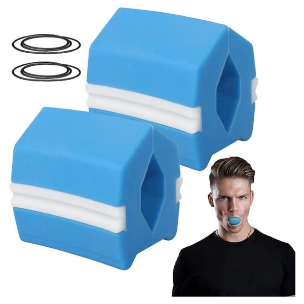 Käkträningsboll, Käkträningstränare, Fitness , Käktuggtugg, Käktränare, Träningsboll med dubbelhaka (blå*2) blå