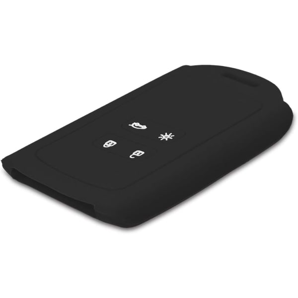 Bilnøkkeltilbehør kompatibelt med Renault Smart Key 4-knapper (bare Keyless Go) - Mykt silikondeksel med nøkkelringspiss - Svart IC