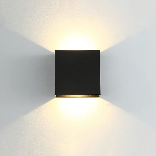 1 stk Moderne LED Aluminium Vægslampe Sort Firkantet Vægslampe 10 X 10 X 5 Cm Vandafvisende Egnet til Indendørs eller Udendørs til Stue Værelse Soveværelse Ais
