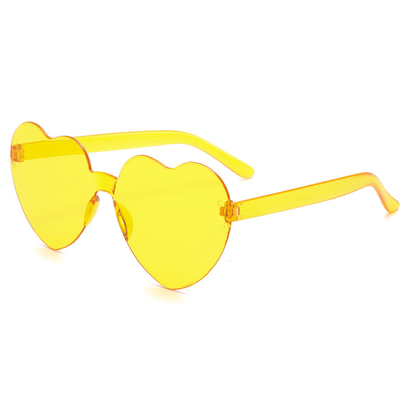 Hjerteform Solglasögon Båglösa Transparent Hjerte Glasögon Färgglada Party favoriserer gul2 barn