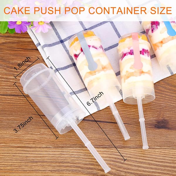 30 push-pop beholdere - med lokk og klistremerker - dessert