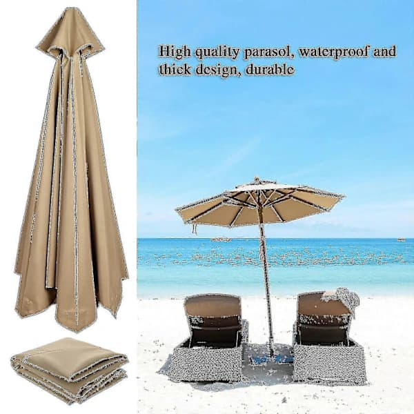 Udskiftningsbaldakin til parasol, polyester, vandtæt, UV-beskyttelse til udendørs haveparasoller, orange, 300 cm, 6 ribber