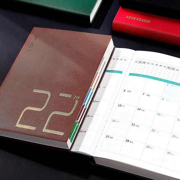 IC 2022 Planner Kontor Daglig Planner Bog 200 ark (400 sider), rød