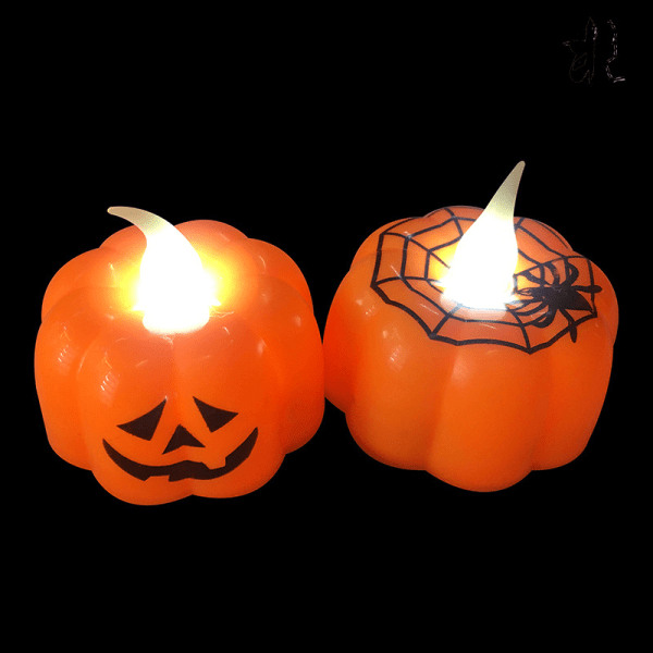 IC Värmeljus-12 st pumpa Halloween ljus,varma vita Halloween dekor