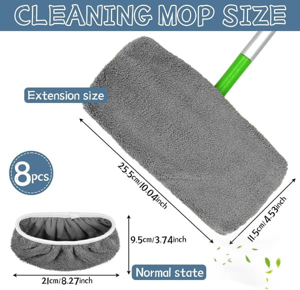 8 - stykker - mikrofiberklude - moppepuder - alle - gulve - Genanvendelige - Swiffer - Sweeper - Mopper - Refills - mikrofibermoppepuder