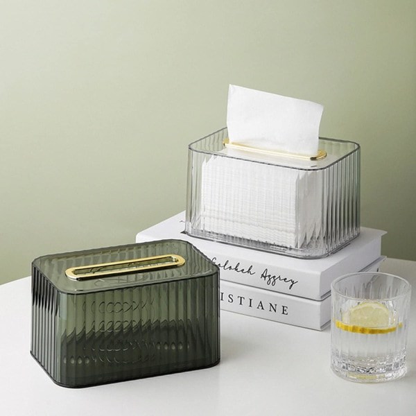 Vævnadsæske Cover Rektangulær Vævnadsæske Cover Transparent Vævnadsæske Holder Vævnadsdispenser til Hjem Badeværelse Soveværelse Kommode (Klar)