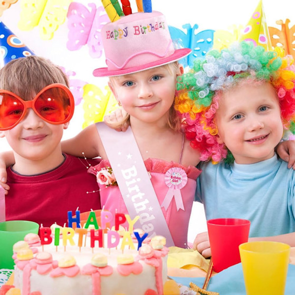 Födelsedagskrona för barn, återanvändbar födelsedagsfest hattkrona med utbytbart nummer från 0 till 9, filt hatt på födelsedagen Girl