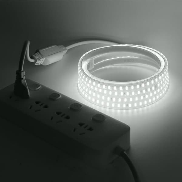 LED Strip Ljus, IP65 Vattentät 220V Flexibel LED Strip Ljus för Trappor, Sovrum, Kök Inomhus/Utomhus (Vit, 5M)